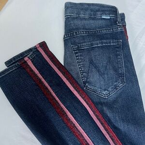 Mother Jeans Here Kitty Kitty Glitter High Waisted Skinny Ankle  Size 26